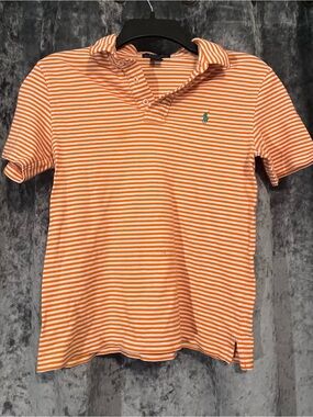 Ralph Lauren Orange and White Striped Polo